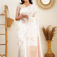 Vamika Weaving Banarasi Jacquard white Kanjivaram Saree | Swadesiicart