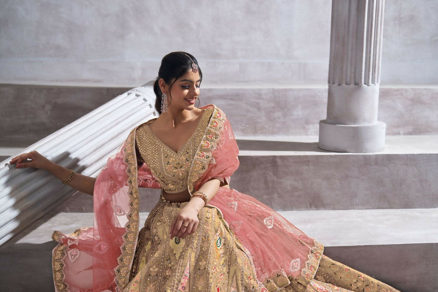 Kesar Fab Light-Baby-Pink Banarasi Silk Hand_Woven Lehenga | Swadesiicart