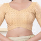 Joban Fashion Light-Gold Tissue Elbow Sleeveless Back Open Blouse - Swadesiicart