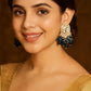 Jewel City Traditional Gold-Plated Kundan Earrings with Blue Beads – Handcrafted Ethnic Dangler Jewelry – Wedding & Party Wear | Swadesiicart