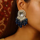 Jewel City Traditional Gold-Plated Kundan Earrings with Blue Beads – Handcrafted Ethnic Dangler Jewelry – Wedding & Party Wear | Swadesiicart