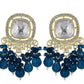 Jewel City Traditional Gold-Plated Kundan Earrings with Blue Beads – Handcrafted Ethnic Dangler Jewelry – Wedding & Party Wear | Swadesiicart