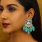 Jewel City Traditional Gold-Plated Kundan Earrings with Blue Beads – Handcrafted Ethnic Dangler Jewelry – Wedding & Party Wear | Swadesiicart