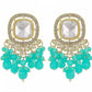 Jewel City Traditional Gold-Plated Kundan Earrings with Blue Beads – Handcrafted Ethnic Dangler Jewelry – Wedding & Party Wear | Swadesiicart