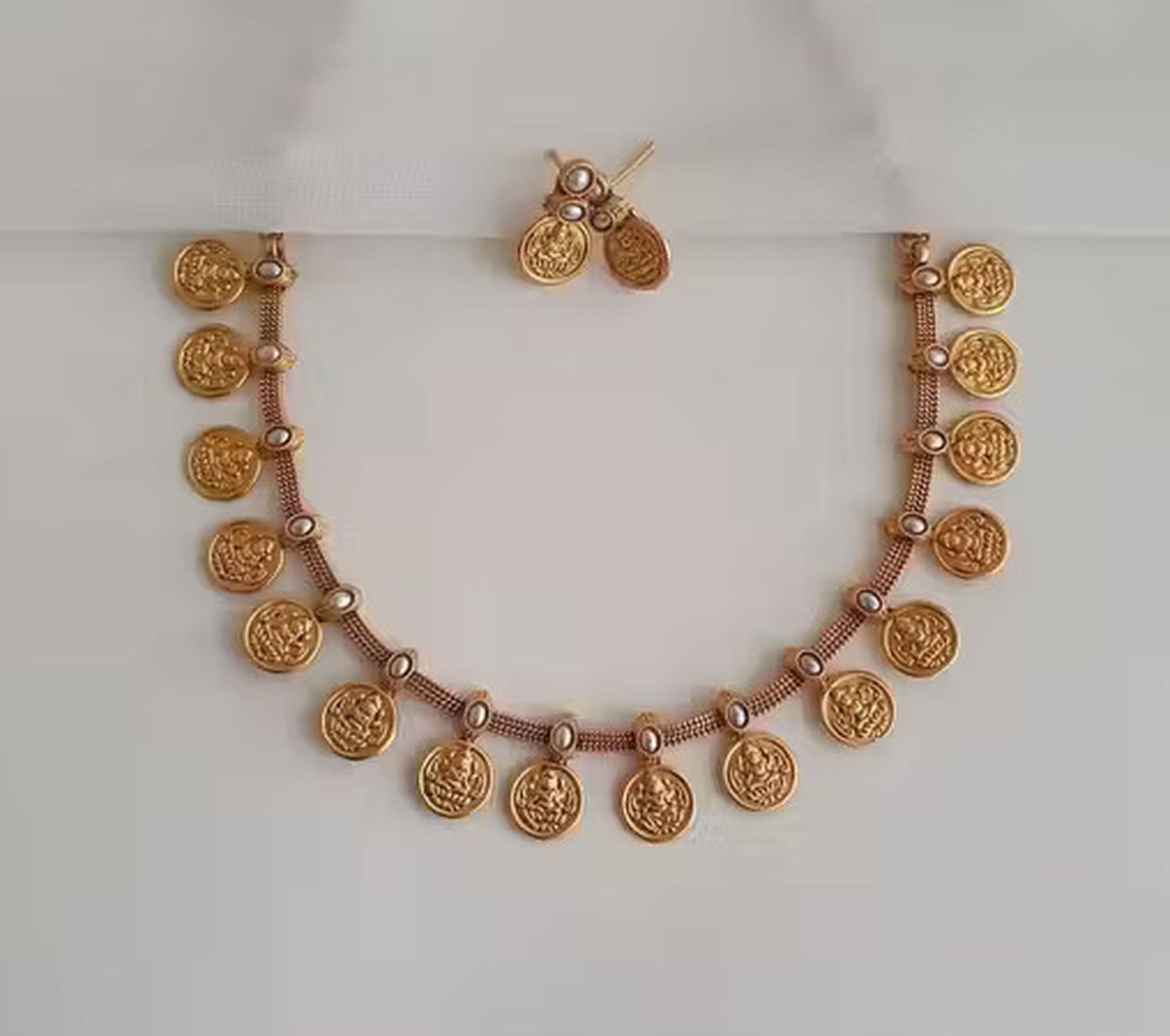 Jewel City Temple Coin Necklace Set – Traditional Gold-Plated Lakshmi Design – South Indian Ethnic Jewelry Set | Swadesiicart