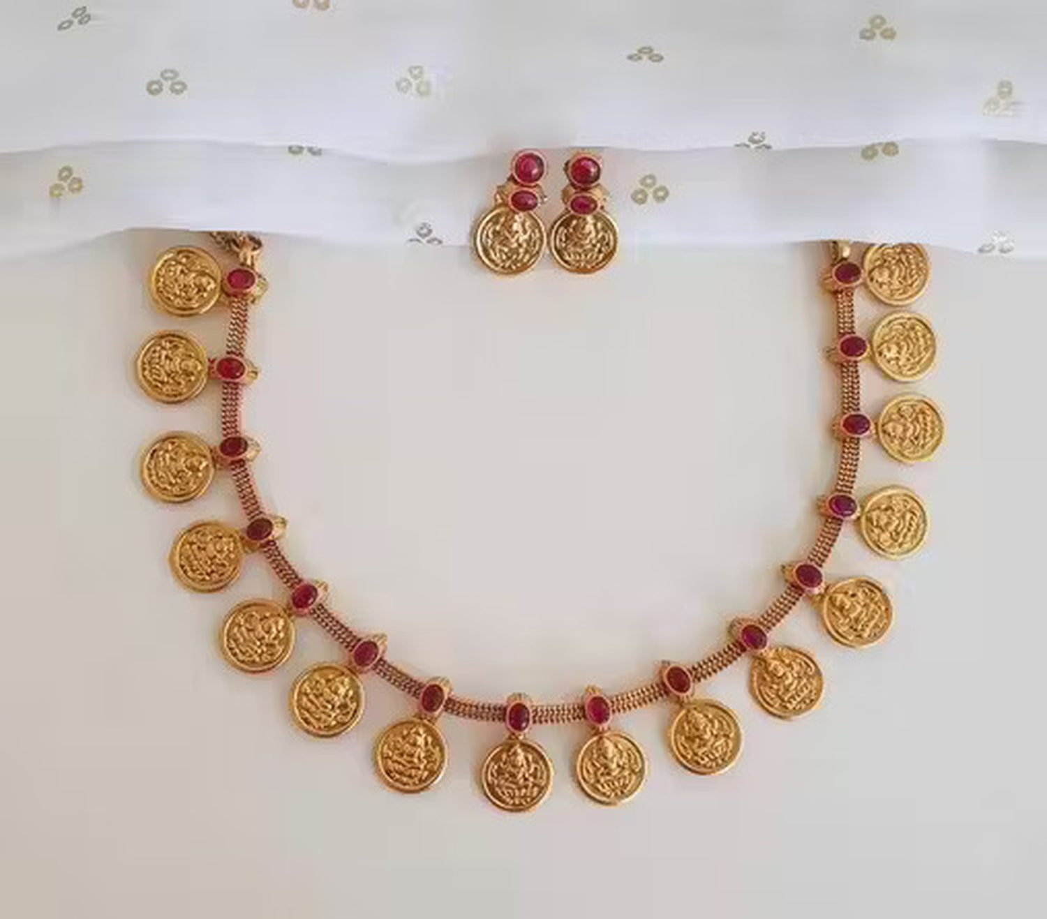 Jewel City Temple Coin Necklace Set – Traditional Gold-Plated Lakshmi Design – South Indian Ethnic Jewelry Set | Swadesiicart