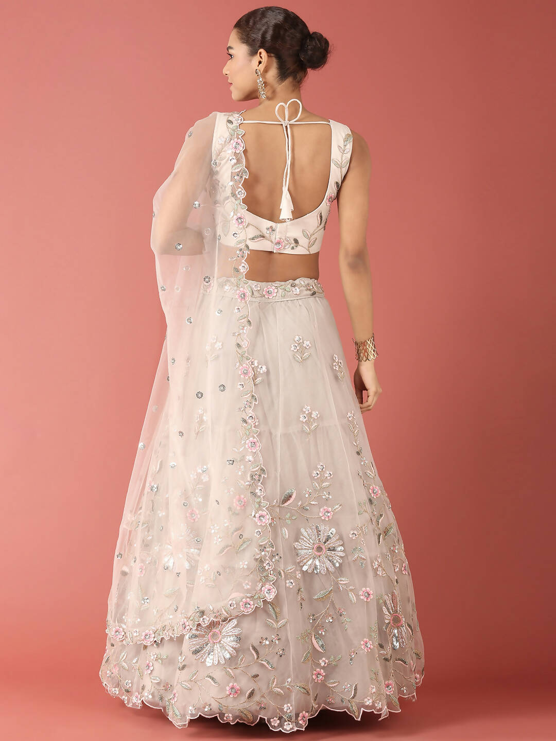 House of Panchhi Grey Net Sequinse Work Lehenga & Blouse, Dupatta | Swadesiicart