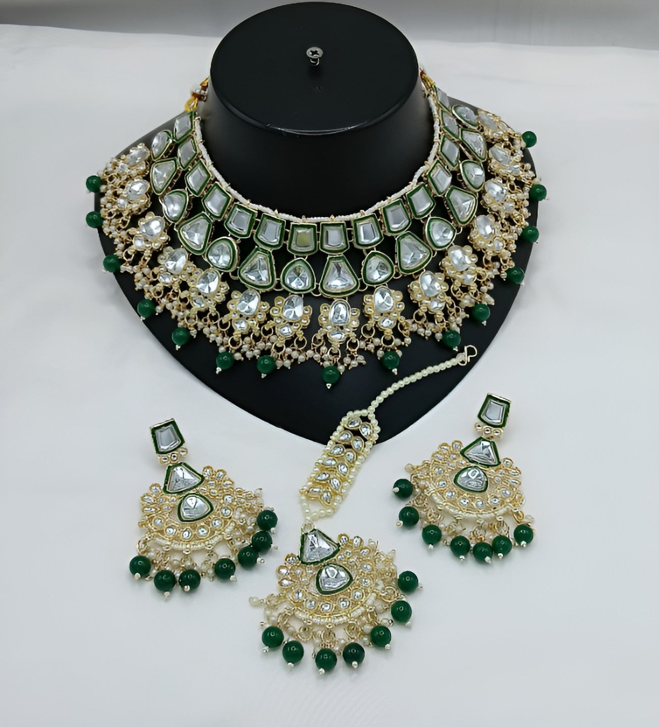 Jewel City Kundan Choker Set with Pearl Tassels - Premium Glass Cut Stone Wedding Collection | Swadesiicart