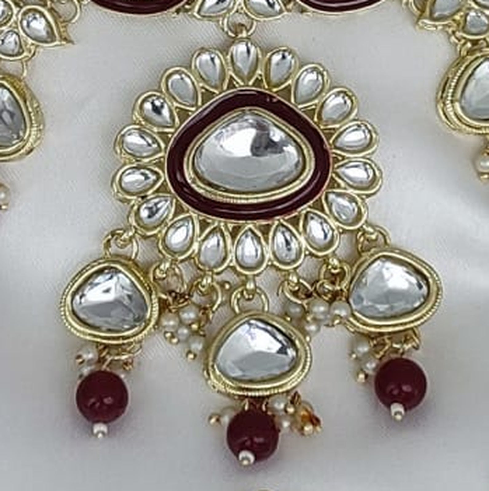 Jewel City Crystal Glass Kundan Choker Set with Maang Tikka - Royal Wedding Collection (Premium Pearl Drops) | Swadesiicart