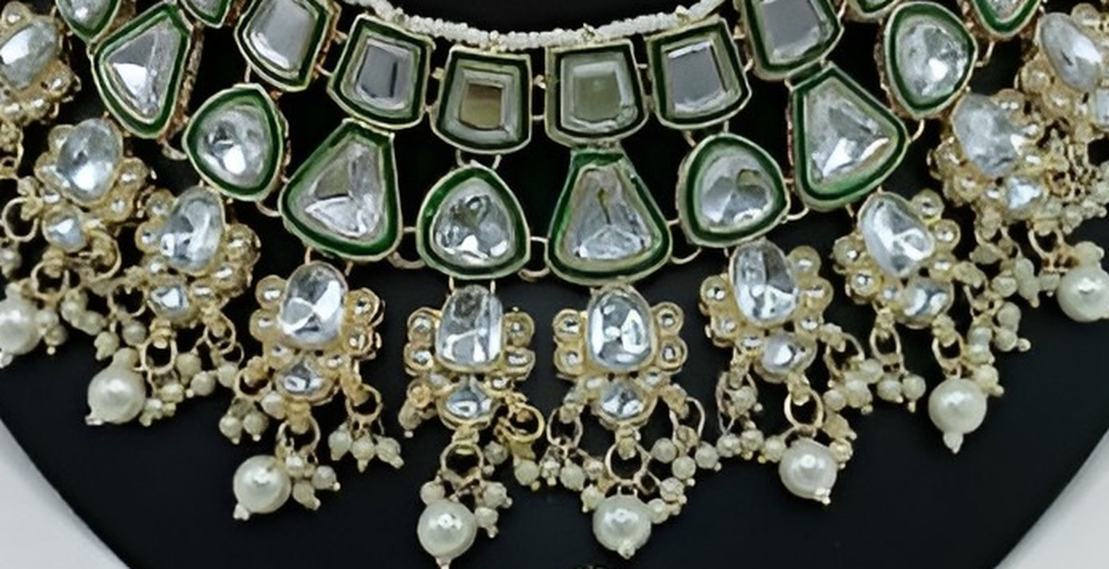 Jewel City Kundan Choker Set with Pearl Tassels - Premium Glass Cut Stone Wedding Collection | Swadesiicart