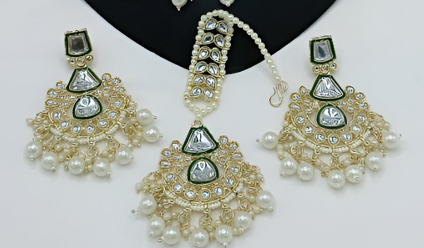 Jewel City Kundan Choker Set with Pearl Tassels - Premium Glass Cut Stone Wedding Collection | Swadesiicart