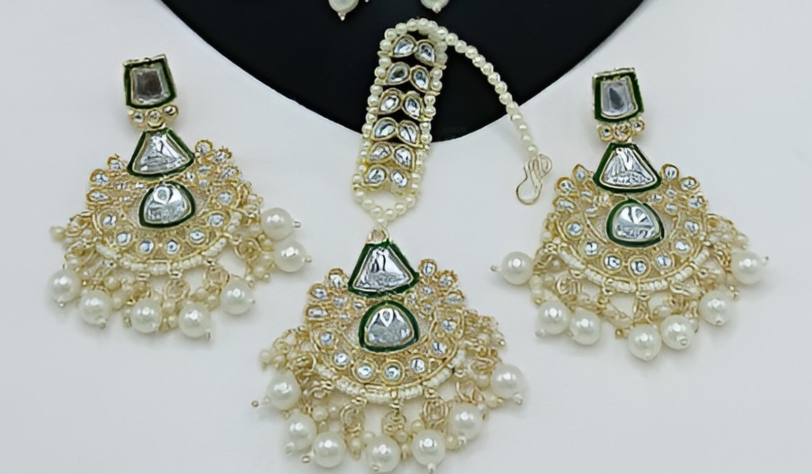 Jewel City Kundan Choker Set with Pearl Tassels - Premium Glass Cut Stone Wedding Collection | Swadesiicart