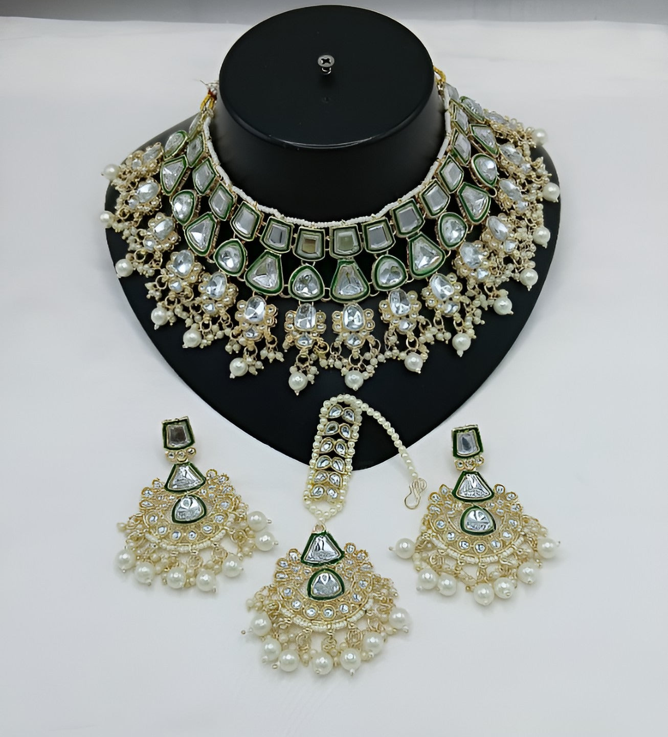 Jewel City Kundan Choker Set with Pearl Tassels - Premium Glass Cut Stone Wedding Collection | Swadesiicart