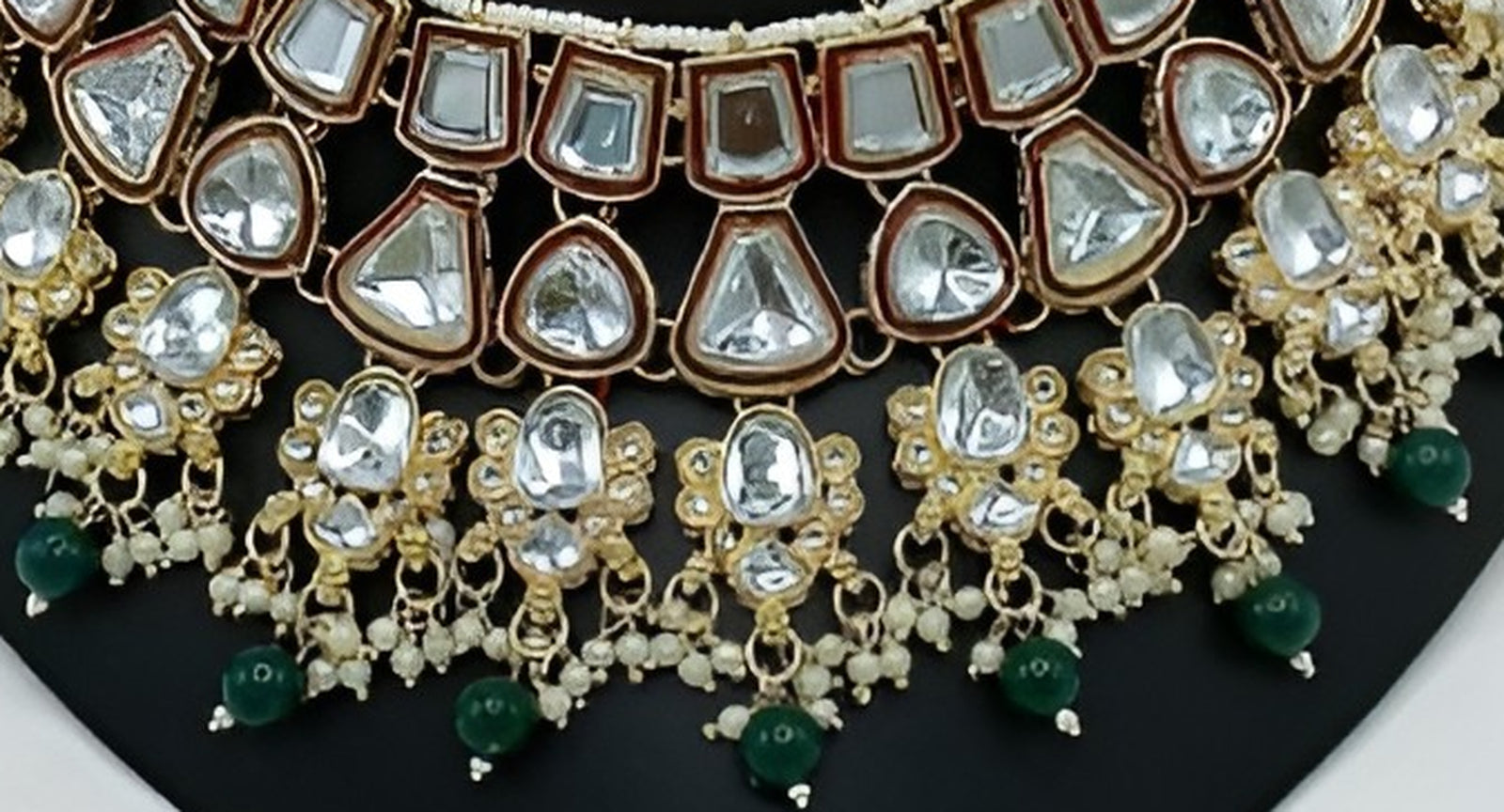 Jewel City Kundan Choker Set with Pearl Tassels - Premium Glass Cut Stone Wedding Collection | Swadesiicart