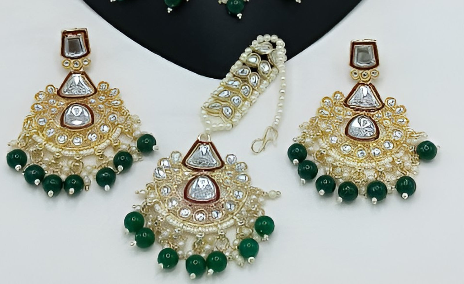 Jewel City Kundan Choker Set with Pearl Tassels - Premium Glass Cut Stone Wedding Collection | Swadesiicart