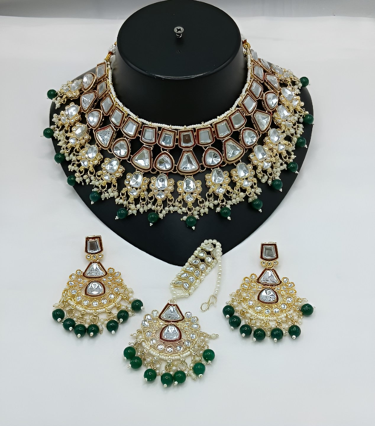 Jewel City Kundan Choker Set with Pearl Tassels - Premium Glass Cut Stone Wedding Collection | Swadesiicart