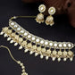 Jewel City Elegant Pearl Choker Necklace Set with Maang Tikka and Jhumka Earrings - Traditional Indian Bridal Jewelry Collection | Swadesiicart