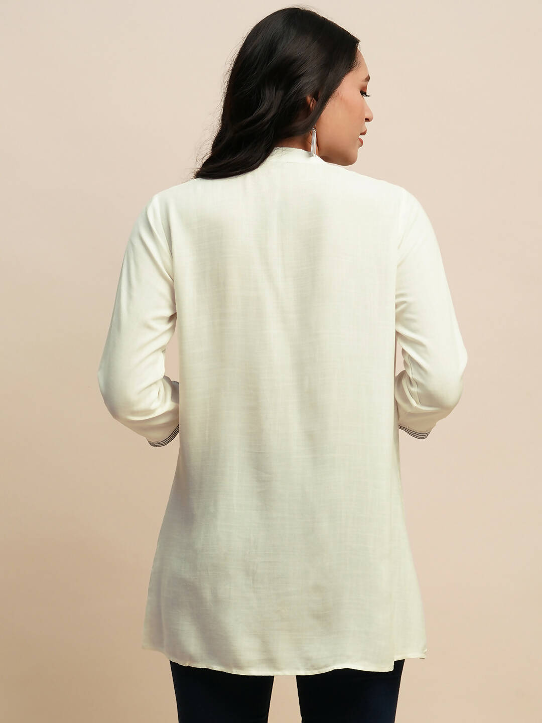 White Rayon Embroidered Top - Tarini - Swadesiicart