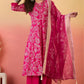 Vegaa Fashion Rani Pink Roman Silk Embroidered Palazzo Suit - Swadesiicart