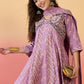 Vegaa Fashion Onion Pink Roman Silk Embroidered Palazzo Suit - Swadesiicart