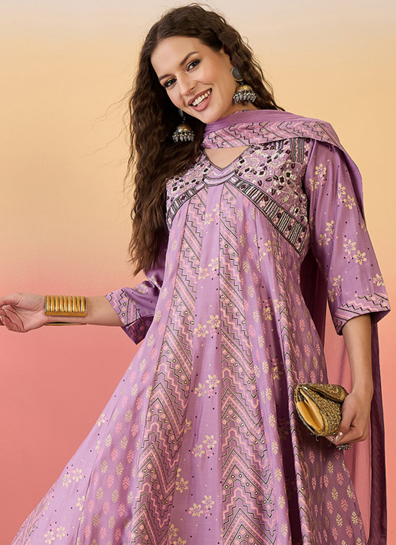 Vegaa Fashion Onion Pink Roman Silk Embroidered Palazzo Suit - Swadesiicart
