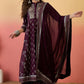 Vegaa Fashion Wine Roman Silk Embroidered Palazzo Suit - Swadesiicart