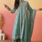 Vegaa Fashion Light Teal Green Roman Silk Embroidered Palazzo Suit - Swadesiicart