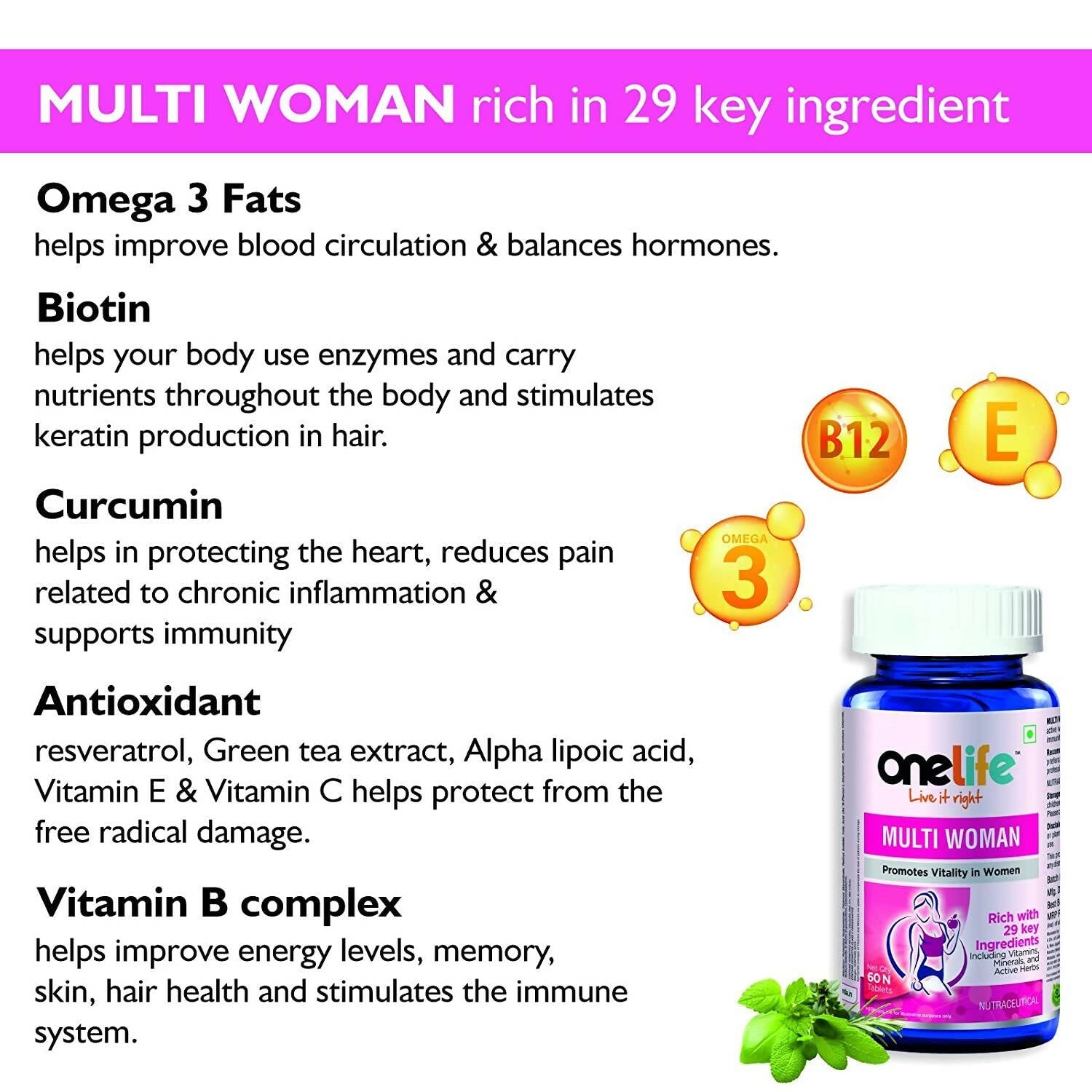 Onelife Multi Vitamin For Women Tablets | Swadesiicart