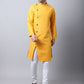 Even Apparels Yellow Pure Cotton Sherwani Kurta With Asymetrical Cut | Swadesiicart