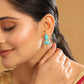Nuyug 22K Gold Plated Turquoise Embrace Earrings | Swadesiicart