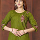 Prazu Fashion Mahendi Rayon Multi Embroidery Thread Work Co-Ords Set - Swadesiicart