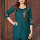 Prazu Fashion Rama Rayon Multi Embroidery Thread Work Co-Ords Set - Swadesiicart