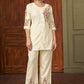 Prazu Fashion Off White Rayon Multi Embroidery Thread Work Co-Ords Set - Swadesiicart