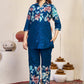 Prazu Fashion Blue Pure Cotton Stylish Prints Co-Ords Set - Swadesiicart
