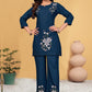 Prazu Fashion Blue Rayon Embroidery Thread Work Co-Ords Set - Swadesiicart