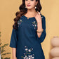 Prazu Fashion Blue Rayon Embroidery Thread Work Co-Ords Set - Swadesiicart
