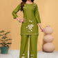 Prazu Fashion Mahendi Rayon Embroidery Thread Work Co-Ords Set - Swadesiicart