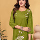 Prazu Fashion Mahendi Rayon Embroidery Thread Work Co-Ords Set - Swadesiicart