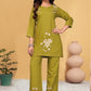 Prazu Fashion Mustard Rayon Embroidery Thread Work Co-Ords Set - Swadesiicart