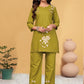 Prazu Fashion Mustard Rayon Embroidery Thread Work Co-Ords Set - Swadesiicart