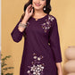 Prazu Fashion Wine Rayon Embroidery Thread Work Co-Ords Set - Swadesiicart