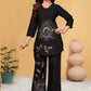Prazu Fashion Black Viscose Rayon Embroidery Thread Work Co-Ords Set - Swadesiicart