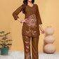 Prazu Fashion Brown Viscose Rayon Embroidery Thread Work Co-Ords Set - Swadesiicart