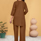 Prazu Fashion Brown Viscose Rayon Embroidery Thread Work Co-Ords Set - Swadesiicart