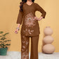 Prazu Fashion Brown Viscose Rayon Embroidery Thread Work Co-Ords Set - Swadesiicart