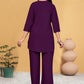 Prazu Fashion Purple Viscose Rayon Embroidery Thread Work Co-Ords Set - Swadesiicart