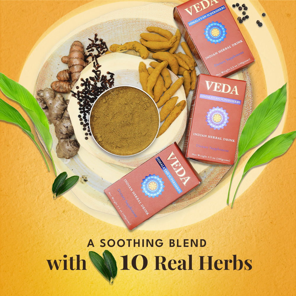Veda Wellness Kadha - Diabetics Friendly, Fortified with Himalayan Superherbs For Cough & Cold | Swadesiicart