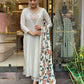 The52 Off White Women's Gorgeous Embroidered Viscose Chanderi Fabric Straight Kurta Pant with Dupatta Set - Swadesiicart