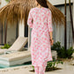 The52 Pink Women's Beautiful Printed Silk Blend Fabric with Straight Kurta, Pant and Dupatta Set - Swadesiicart