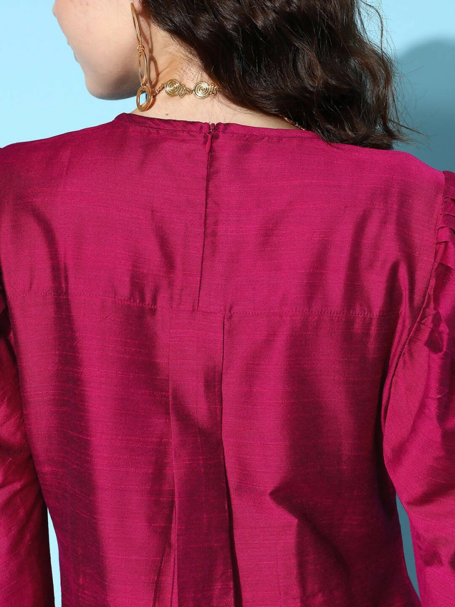 Ahalyaa Women's Traditional wear Kurta Set - Burgundy | Swadesiicart